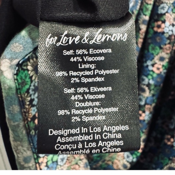 For Love & Lemons Alisa Mini Dress Puff Sleeve Sweetheart Blue Green Size Small - Picture 9 of 9